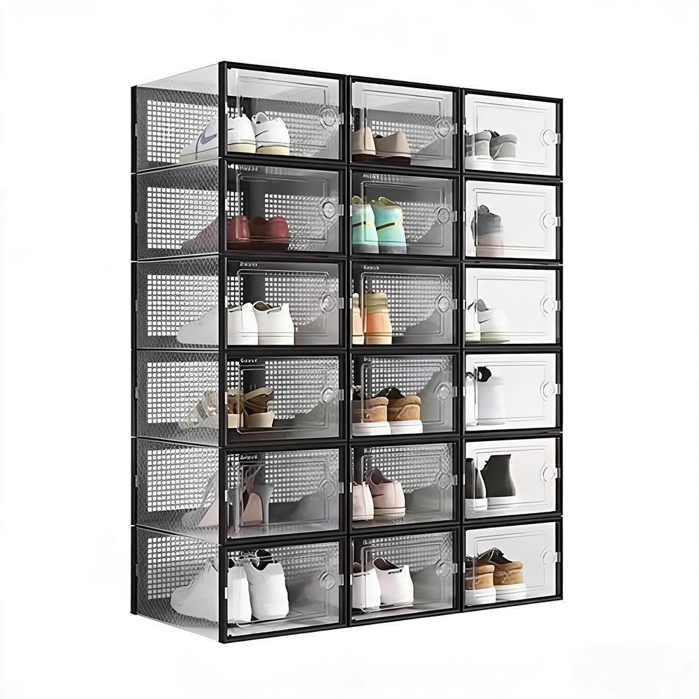 Shoe Box Display - 12 Pack Clear Plastic Shoe Storage