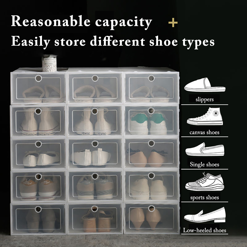 6 Pack Transparent Shoe Box Sh - Shoe Box Display ulasan dan harga